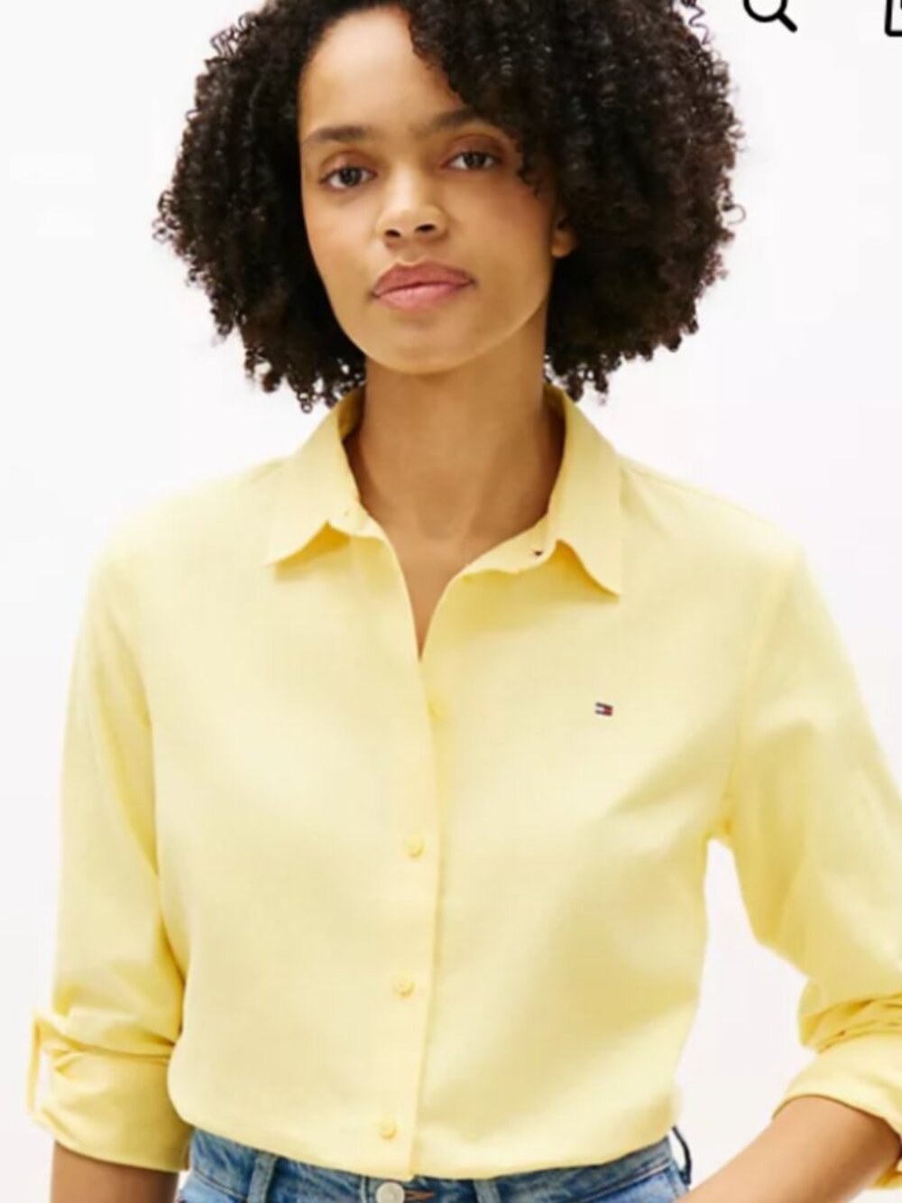 Tommy Hilfiger Relaxed 100% Cotton Women Long Sleeve Button Down Shirt Yellow XL